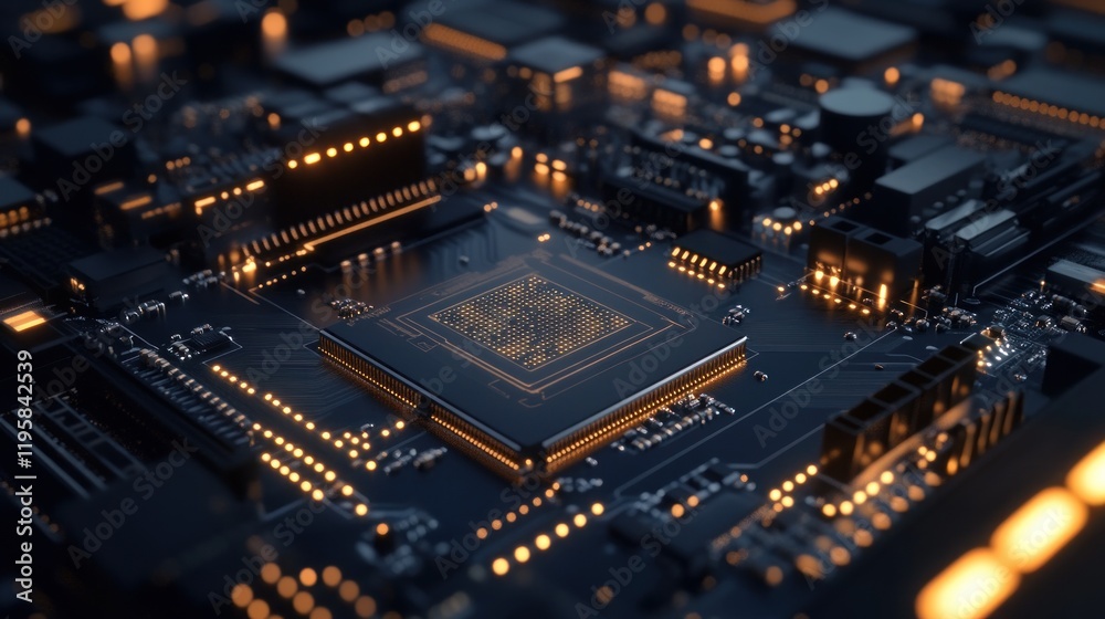 Aufkleber Illuminated Central Processing Unit On Motherboard