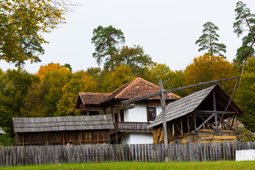 Romania, Transylvania, Sibiu. ASTRA National Museum Complex. Open-air museum, exhibiting folk costumes, embroideries and ceramics, historical buildings.