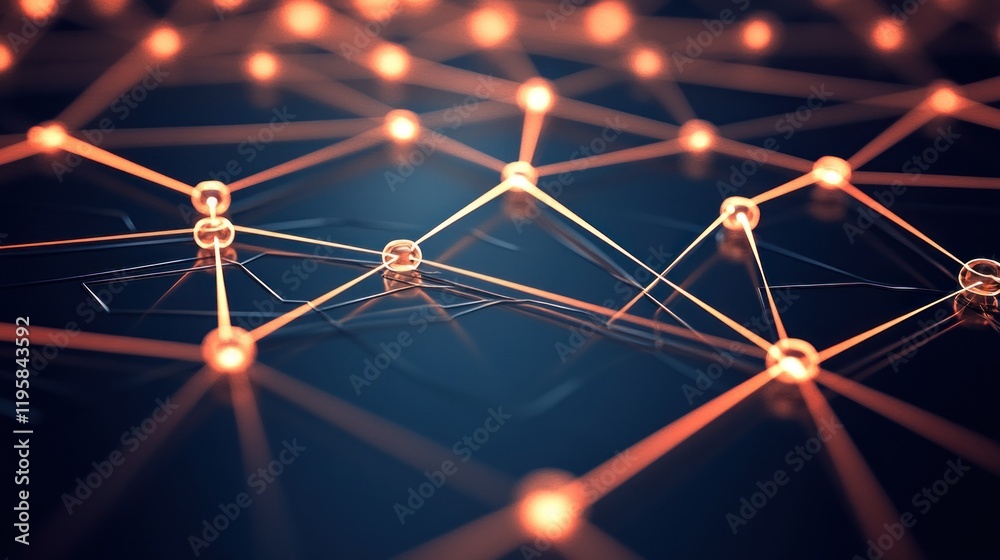 Poster Illuminated Network Nodes Connected By Lines