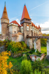 Romania, Hunedoara. Corvin Castle, Gothic-Renaissance castle, one of the largest castles in Europe.