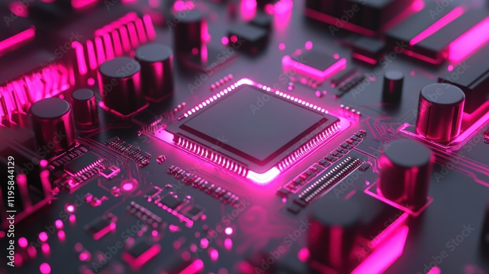 Aufkleber Illuminated Central Processing Unit On Circuit Board