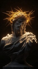 Statue of Jesus Christ with Golden Crown of Thorns