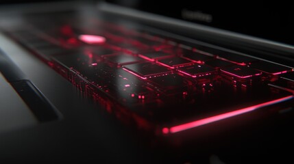 Illuminated Laptop Keyboard Close Up Abstract Design