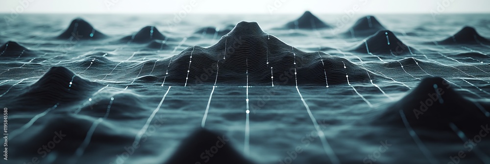 Poster combining data flow with informational infinity, using ai technology, digital communication, and 5g 