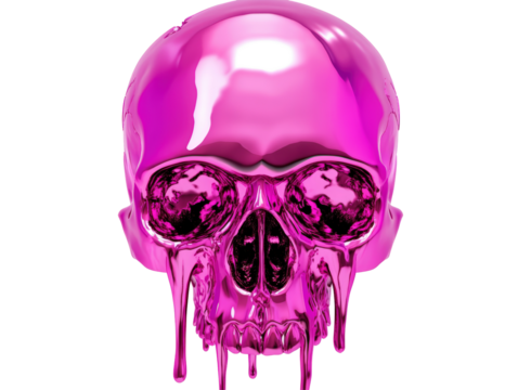 Isolated Dripping Pink Skull 3D Render