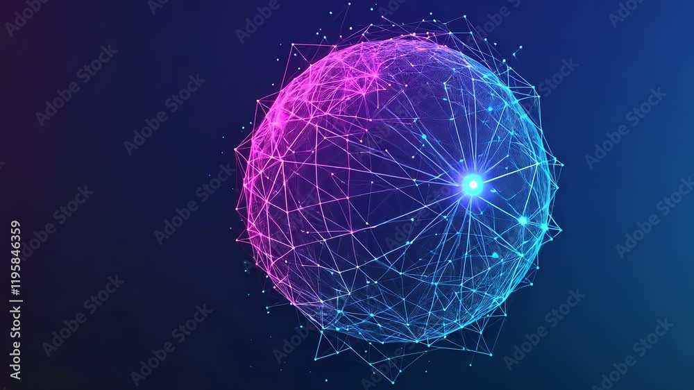 Aufkleber Video with digital abstract background with glowing blue and purple connections forms the shape of an AI brain on a dark gradient, ideal for tech presentations and social network banners.