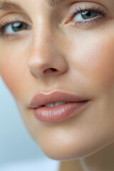 Naklejka premium Beauty portrait highlighting flawless skin and natural makeup