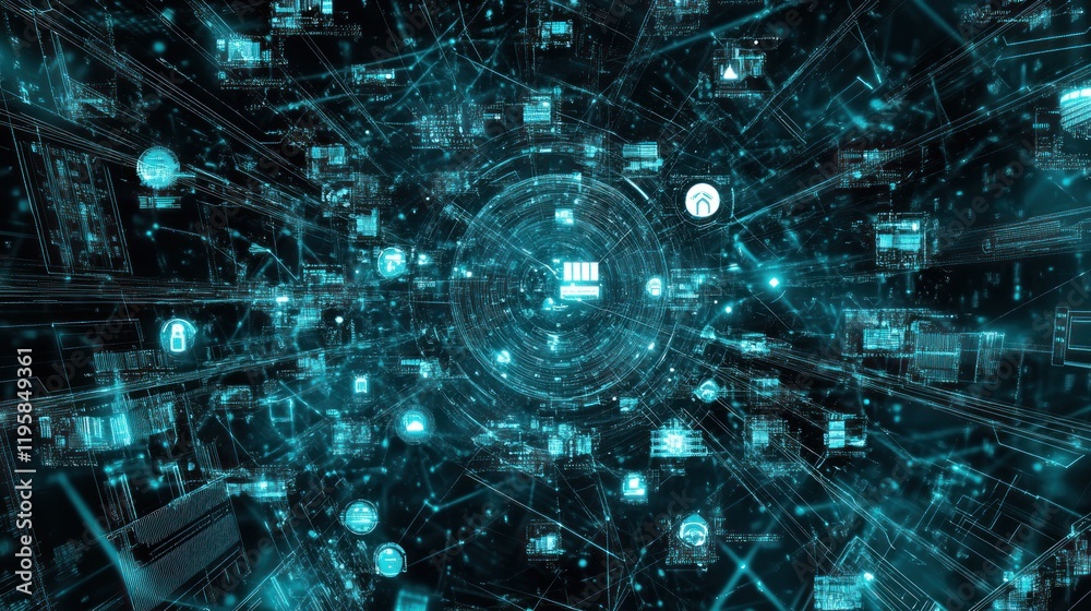 Poster Abstract Digital Network Data Visualization Concept