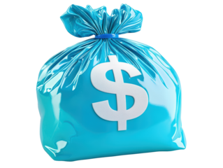 Isolated Light Blue Money Bag with Dollar Sign
