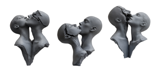 The fragility of love - bust of a woman and a man with a partially ruined body - set for Valentine’s Day