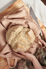 Homemade Bread on Wooden Board