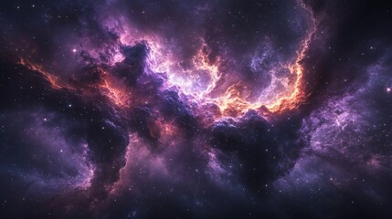 Fototapeta premium Vibrant nebula illuminated by cosmic lights in a vast universe