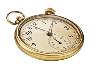 Isolated Golden Pocket Watch, Antique