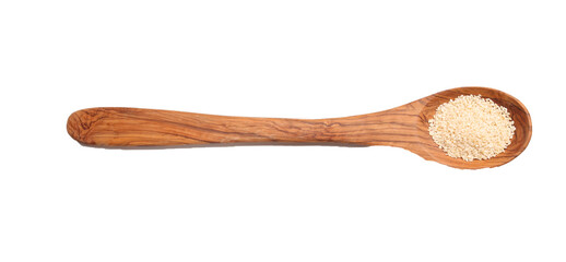 spoon with white sesame seeds