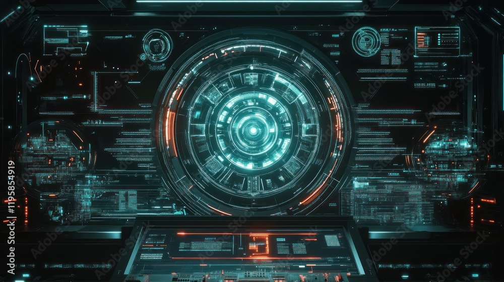 Poster Futuristic Sci Fi Control Panel Interface Display