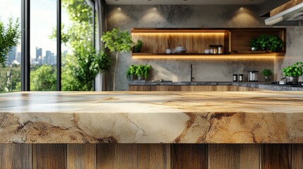 Blurred Background of a Contemporary Kitchen Interior