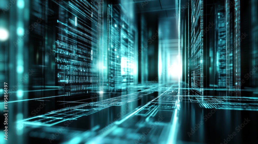 Poster Abstract Digital Corridor Of Illuminated Code Data Streams