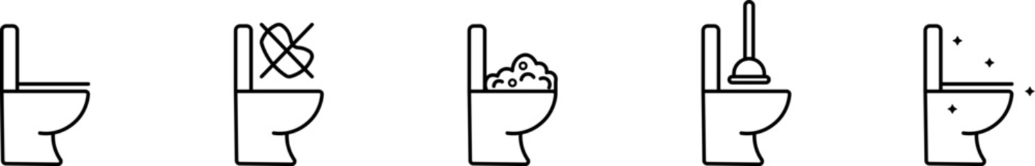 Clean toilet vector line icon. Bathroom, toilet, clean toilet bowl vector icon, side view