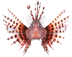 Isolated Lionfish Front View