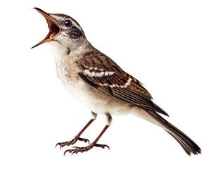 Naklejka premium Isolated Brown and White Singing Bird