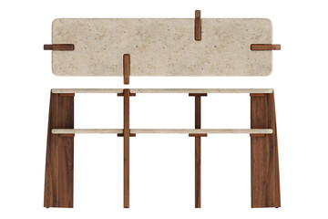 modern console table, top and front views