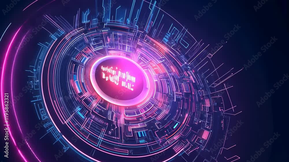 Poster Video with digital abstract background with glowing blue and purple connections forms the shape of an AI brain on a dark gradient, ideal for tech presentations and social network banners.