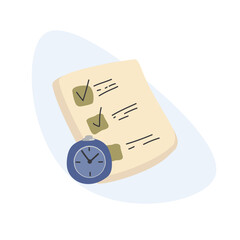 Vector illustration. Task list and timer. In a flat style.