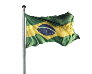 Isolated Waving Flag of Brazil