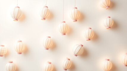 Pink Lanterns on Wall