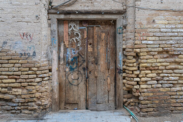 Typical decorated doors in the old city of Basrah, Iraq