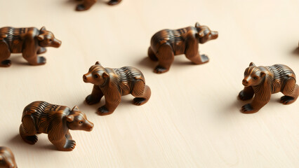 Wooden Bear Figurines Set