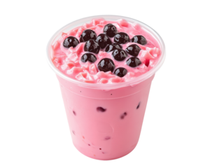 Isolated Pink Boba Tea in a Plastic Cup