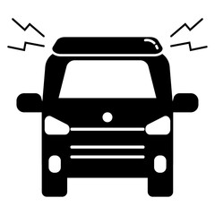 サイレンを鳴らす救急車の正面図　シルエットイラスト © ちーたん