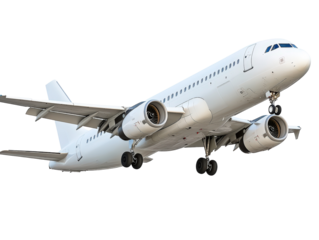 Isolated White Airplane Taking Off