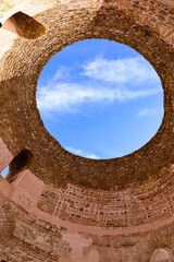 Split, Croatia. Sky opening oculus, ancient limestone palace