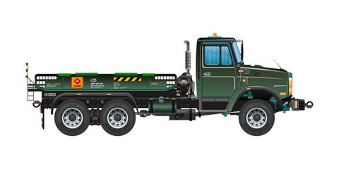 Semi truck medium pickup dump truck vehicle 3D vector illustration