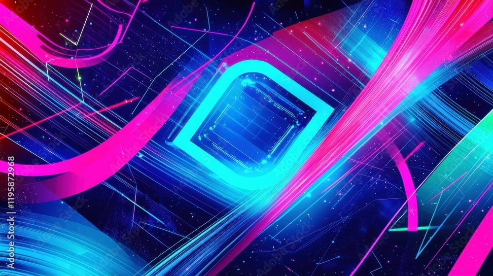 Poster vibrant abstract background with neon colors and dynamic lines creating a futuristic and energetic a