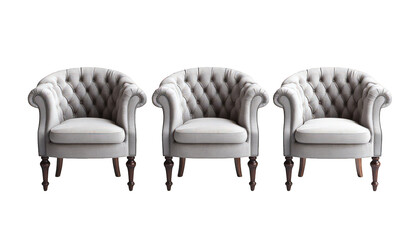 Elegant Grey Button Tufted Armchairs Classic Living Room Furniture Set