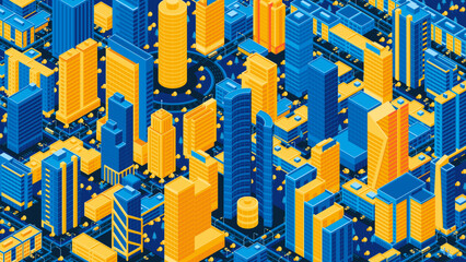 Isometric City 3d. Map, landscape city, building skyscraper. Vector illustration.
