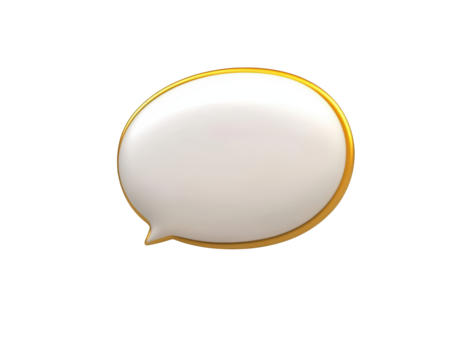 Isolated White and Gold Speech Bubble