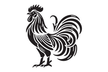 Rooster drawing silhouette