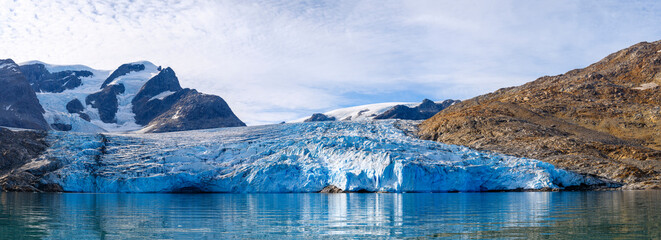 Hahn Glacier. Landscape in the Johan Petersen Fjord, a branch of the Sermilik Icefjord, Ammassalik region, Greenland, Danish Territory. © Danita Delimont