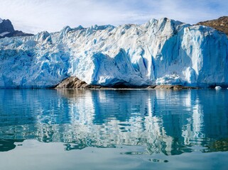 Hahn Glacier. Landscape in the Johan Petersen Fjord, a branch of the Sermilik Icefjord, Ammassalik region, Greenland, Danish Territory. © Danita Delimont