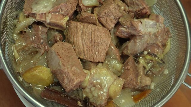Homemade Beef Stock with Organic Vegetables and Spices, beaf yakhni
