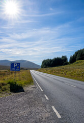 View of the A890 road  towards Lochcarron on a sunny Autumn day