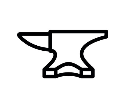 recommend clip art: Anvil icon. Attribute of a blacksmith or forge. Symbol of forging weapons or armor. Place of forging iron or metal. Blacksmith tool.