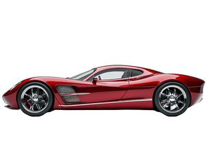 Isolated Red Sports Car Side View