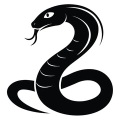 snake icon, snake vector silhouette, curved snake animal design illustration, black reptile graphic symbol, dangerous wild snake outline logo  
