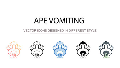 Ape Vomiting icon design with white background stock illustration
