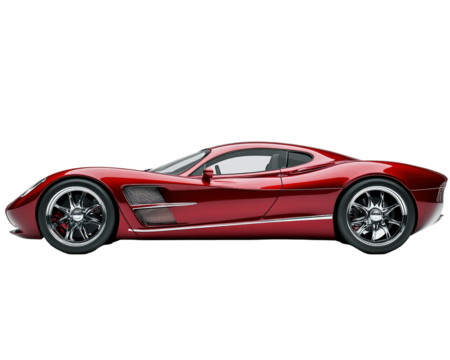 Isolated Red Sports Car Side View